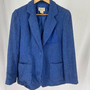 Vintage 1970s Barbara Dee Blue Wool Business Jacket Blazer